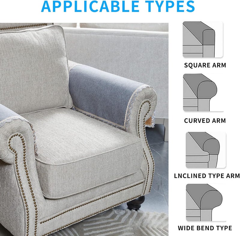 MINJIATEX Couch arm Covers,Non-Slip lace Sofa arm Covers Set of 2 Washable Sofa armrests Covers for Living Room Recliner Chair arm Cover Protectors for Leather Sofa armrest slipcover (MYS-Grey) - Image 5